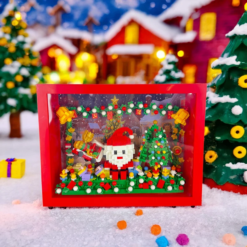 Świąteczne zestawy klocków, prezenty, Święty Mikołaj, ramki na zdjęcia, puzzle, klocki do składania, dekoracje na przyjęcie bożonarodzeniowe, zabawki dla dzieci, prezenty.