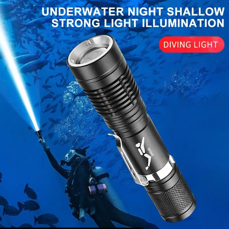 

Powerful LED Diving Flashlight Professional 10 Meters Diving Torches IPX8 waterproof Diving Lamp Underwater Hunting Fishing