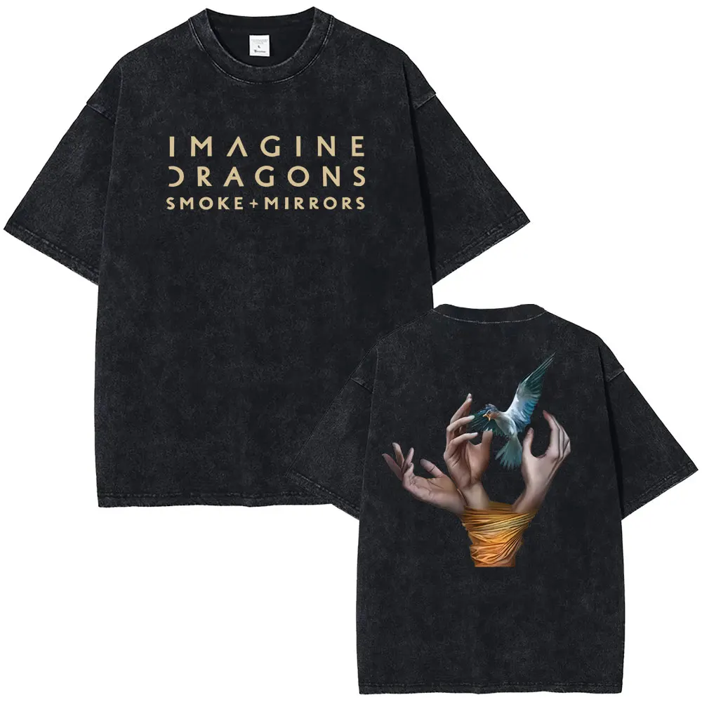 

Imagine Dragons Rock Band Reflections From The Vault of Smoke + Mirrors Album 2025 Washed T-shirt Men Women Oversized T Shirts