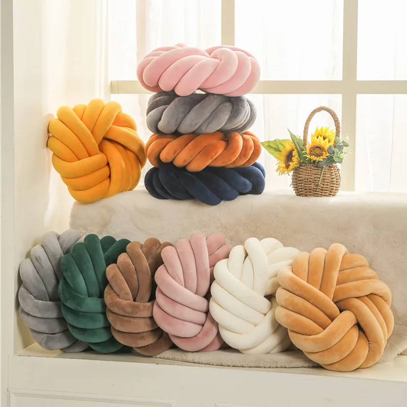 Pillow with Three Strands of Rope Tied To A Ball Circular Sofa Armchair Lazy Seat Cushion Office Cushion Futon Office Cushion
