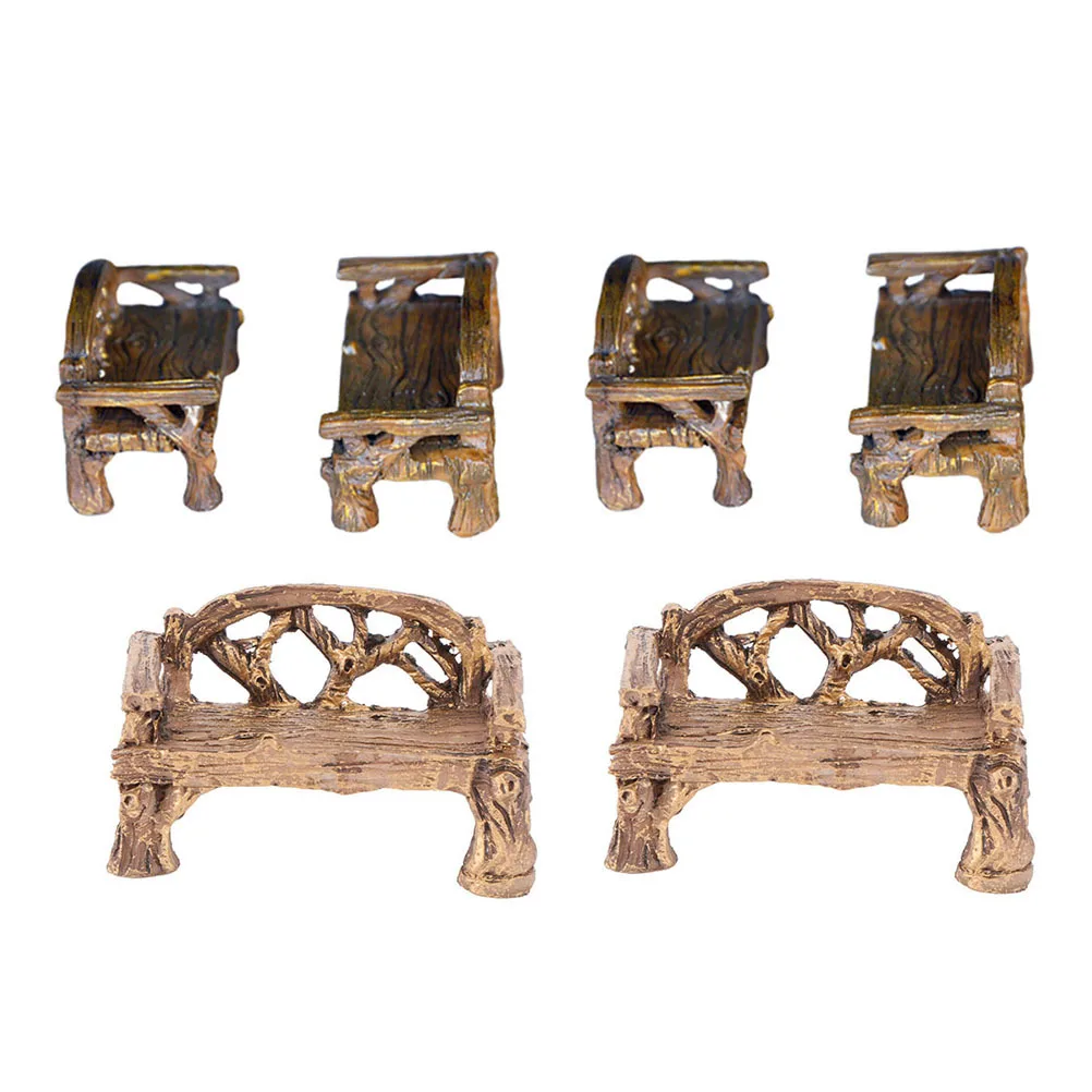 

1Set Miniature Furniture Set Realistic Design for Micro Landscape Bonsai Pot Decor Lovely Chair Ornaments Exquisite Desktop