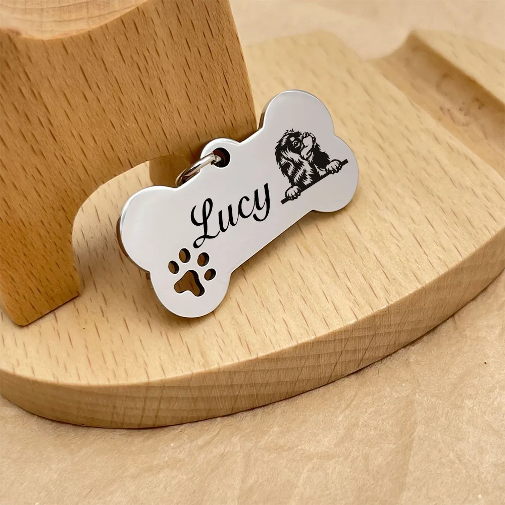 

Personalized Pet ID Tags Stainless Steel Engraving Puppy Anti-lost Collars Tag Dog Cat Name Pets Accessories Customized Name