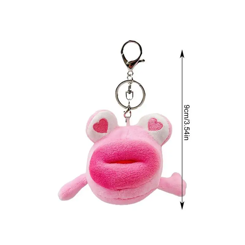 Pendentif de sac animal en peluche, porte-clés grenouille, grande bouche, expression amusante, nouveauté, ornements de sac