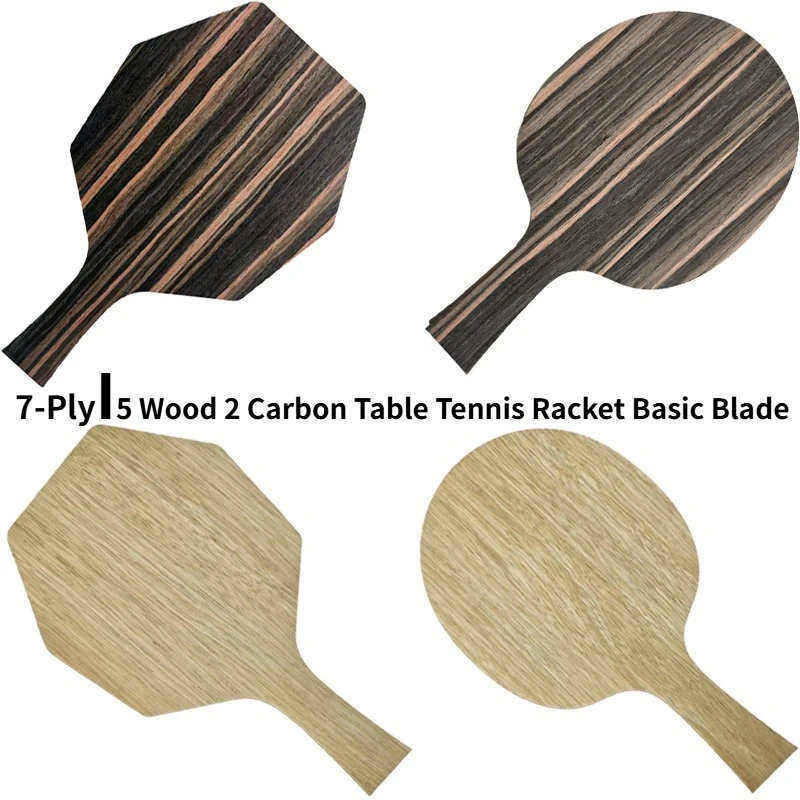 

DIY FL/CS Table Tennis Racket Basic Blade5 Wood 2 Carbon Hexagon/Rotundity Ping Pong Paddle Base Blade for Fast Attack & Loop