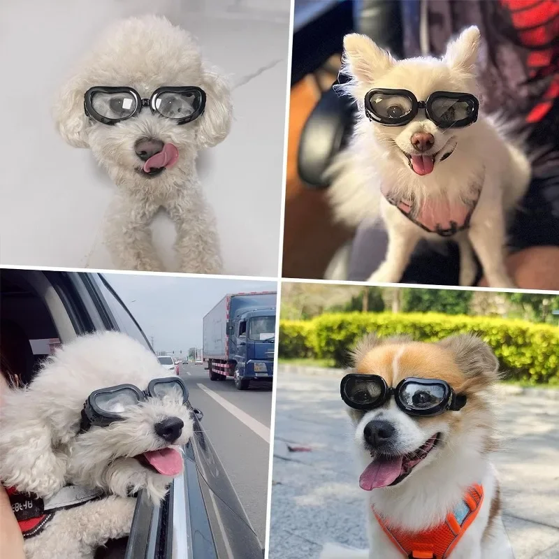 Dog Sunglasses Small Breed UV Protection Small Dog Goggles Wind Dust Proof Small Goggles with Adjustable Straps Clear