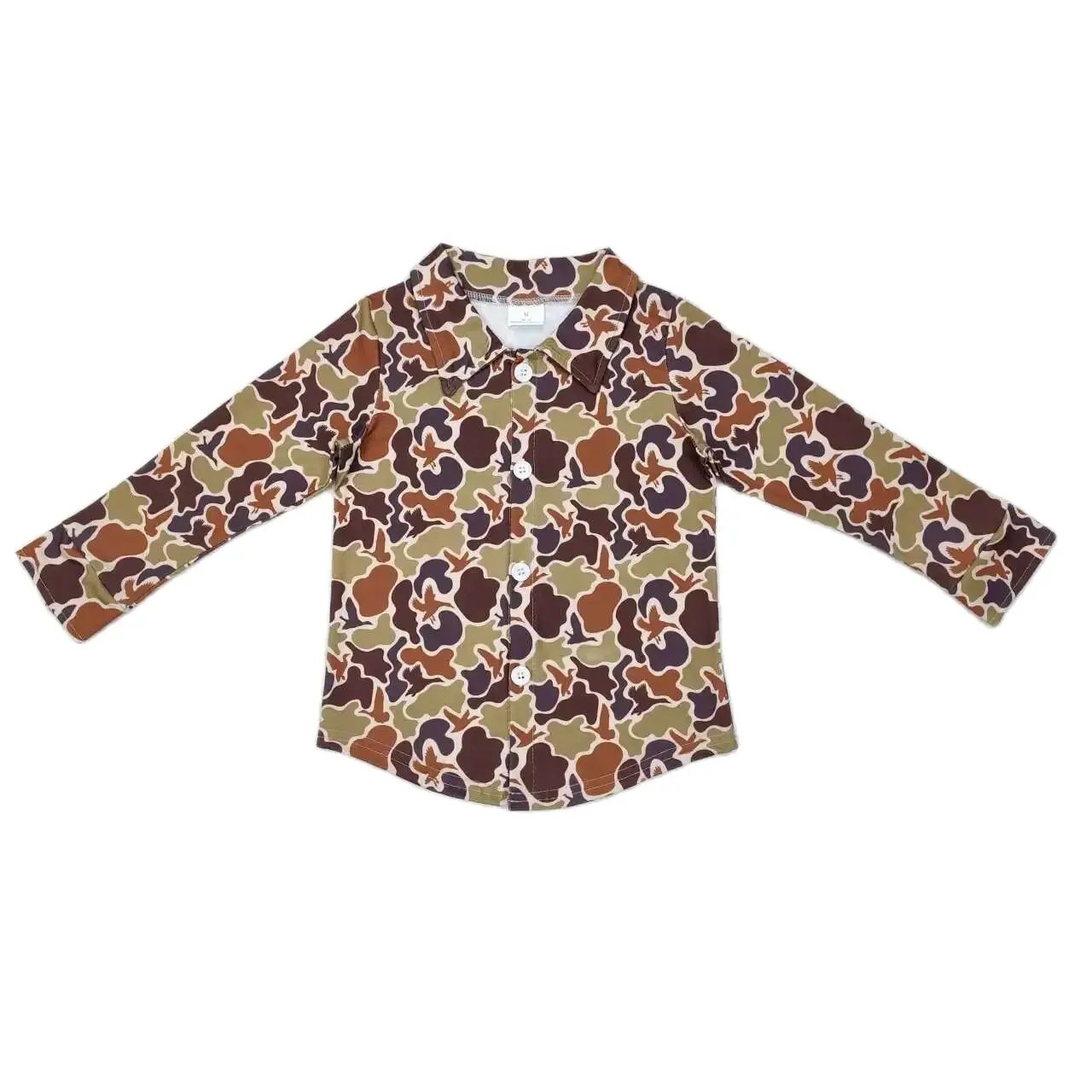 

BT0761 Trendy, Fashionable And Good Kids Boys Clothes Long Sleeve Duck Camouflage Brown Print With Children Clothes Rts No Moq