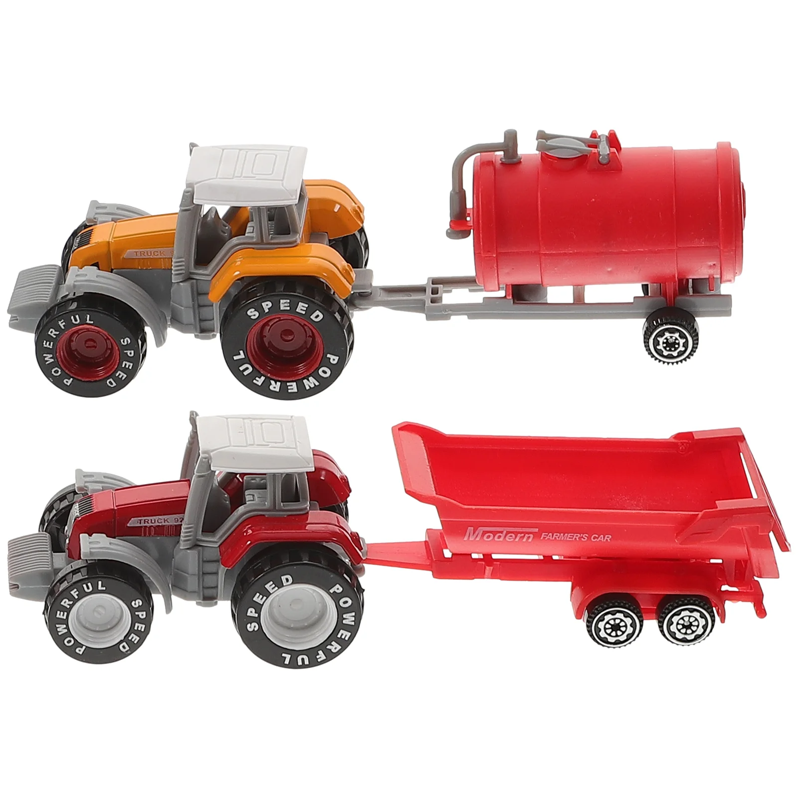 2 Pcs Farm Cart Toy Small Truck Model Container Tractor Toys Stroller Lifelike Toddler Plastic Realistic