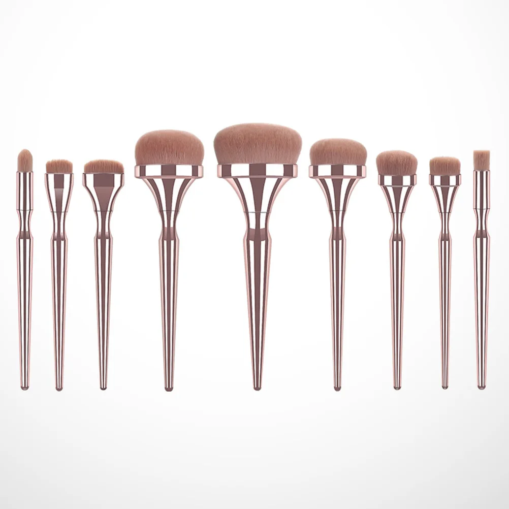Juego de brochas de maquillaje profesional, 9 Uds., diseño giroscópico, mango de plástico, cerdas de nailon, cosméticos, brocha para colorete en polvo para maquillaje de mujer