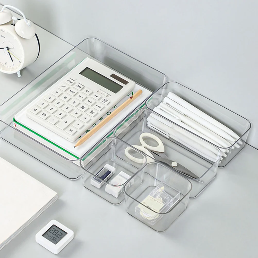 

1Set Drawer Organizer Set Transparent Storage Boxes for Makeup Stationery Jewelry Clear Drawer Organizers Bins Vanity