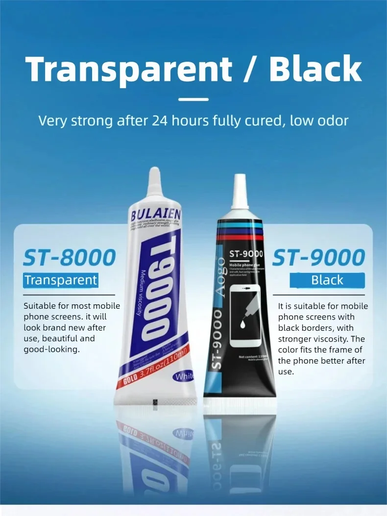 15/50/110ML ST9000 Adesivo morbido nero T9000 Colla trasparente per computer Cellulare Touch Screen Cornice di riparazione antivibrante