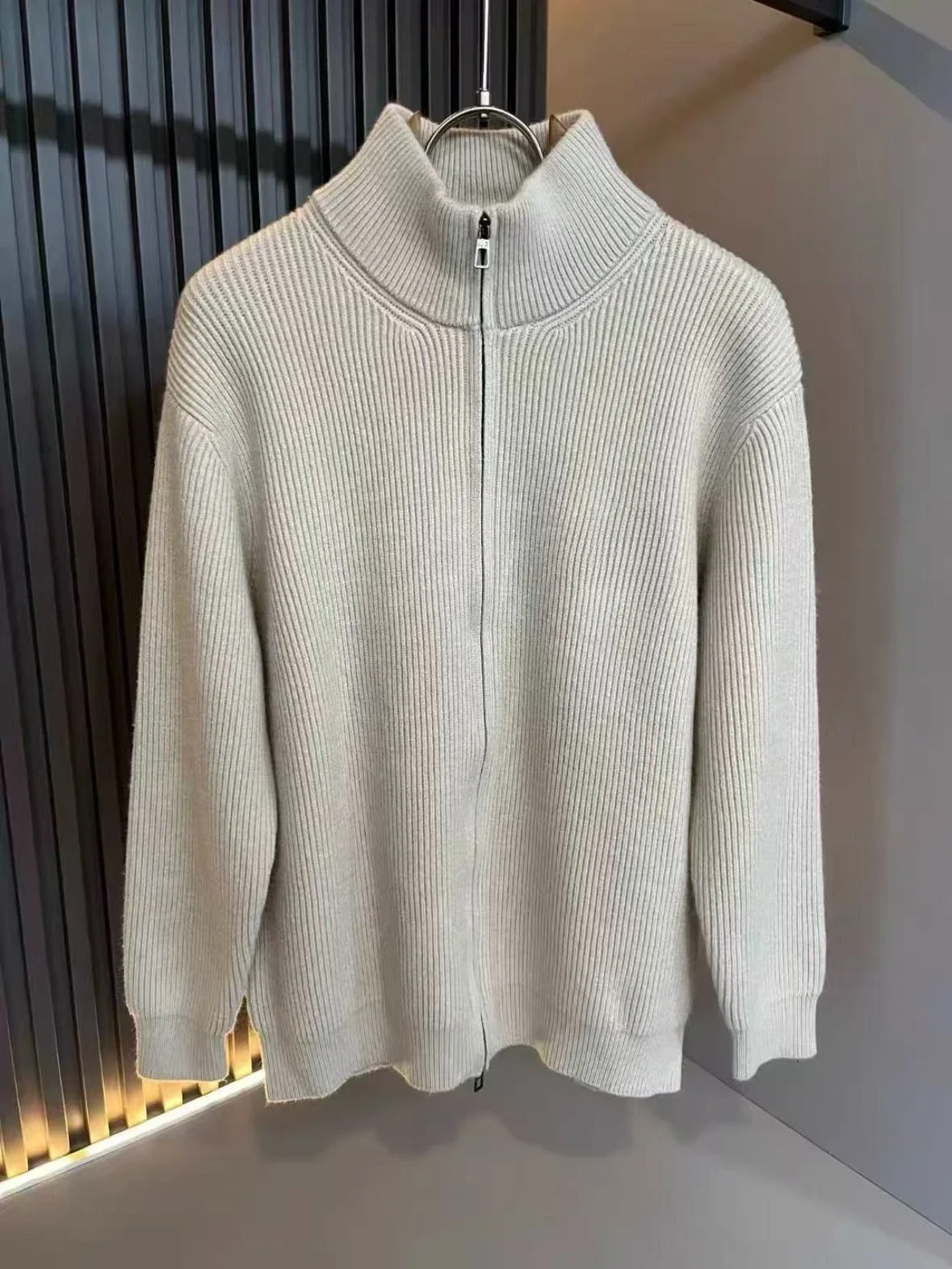 

Italian LP zipper embroidered knitted wool sweater