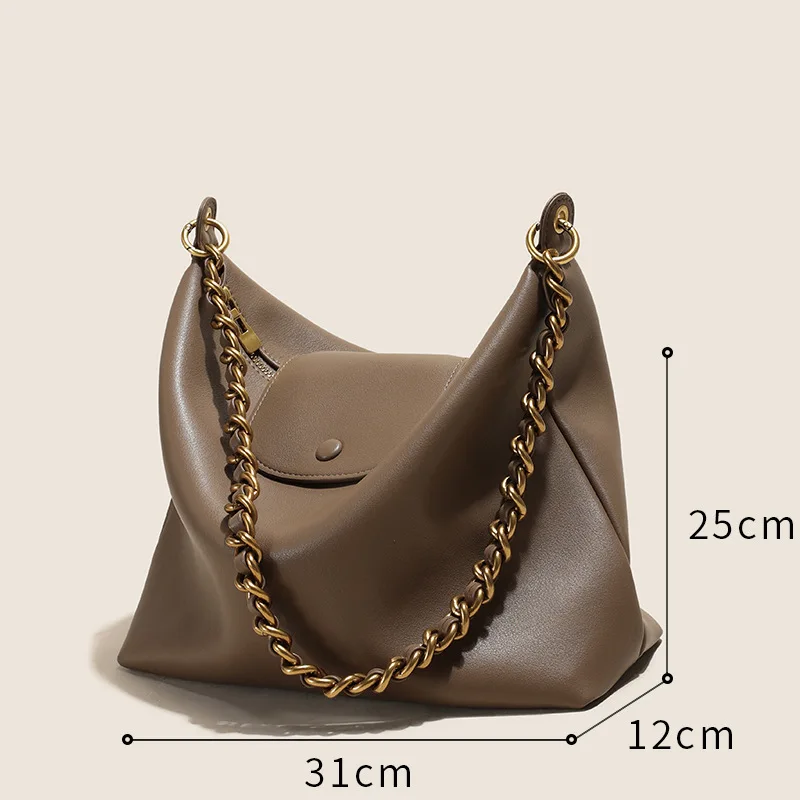 Bolso de cuero de marca de lujo para mujer, cartera de mano con diseño de hombro, gran capacidad, 2024