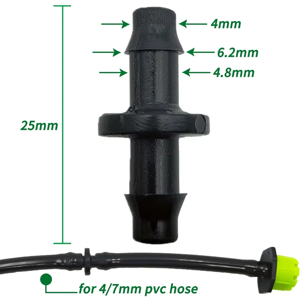 20/50/100PCS 1/4'' Barbed Coupling for 4/7mm Hose Tubing Micro Flow Drip Irrigation Watering Straight Connectors Fittings