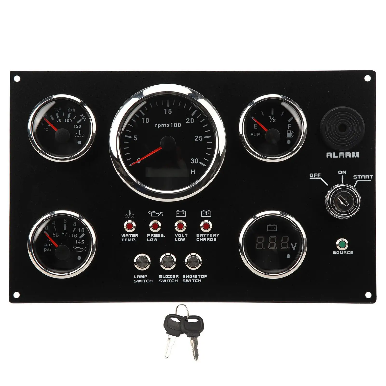 Durable 5 Gauge Boat Instrument Panel - UV Resistant & Versatile Design for Marine Use