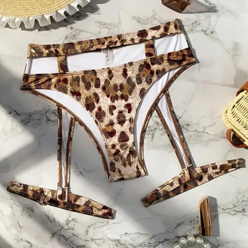 Trend Leopard Tankini Bottoms Sleeve roupa banho respirável para mulheres ativas