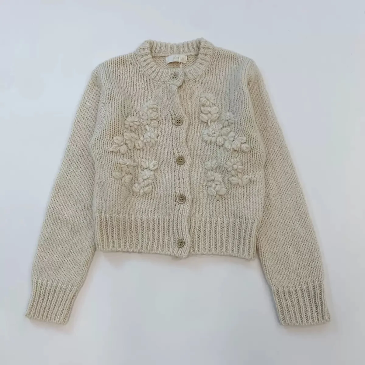 Cardigan maglione lavorato a maglia di lana con decorazione floreale 3D Lavoro pesante Morbido capispalla invernale da donna coreano Sle