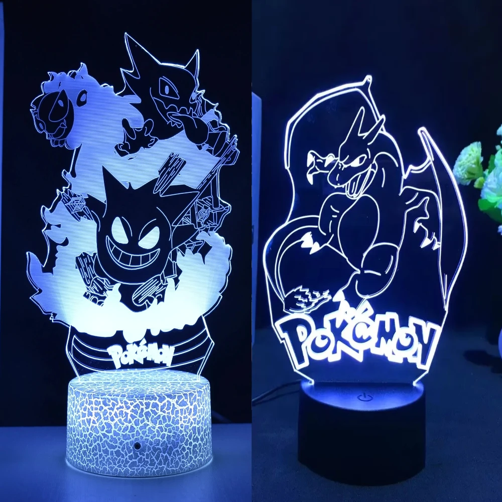 ثلاثية الأبعاد ضوء الليل البوكيمون أنيمي الشكل الجدول مصباح Eevee بيكاتشو غرفة الإبداعية الحلي الكرتون مصباح ليد غرفة نوم أباجورة هدية #1