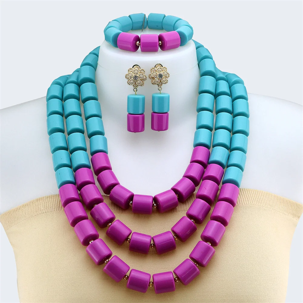 Nigeria Wedding Jewelry Set Nigeria Original Resin Beads Necklace Set African Jewelry Set Bridal Wedding Jewelry Sets Layers