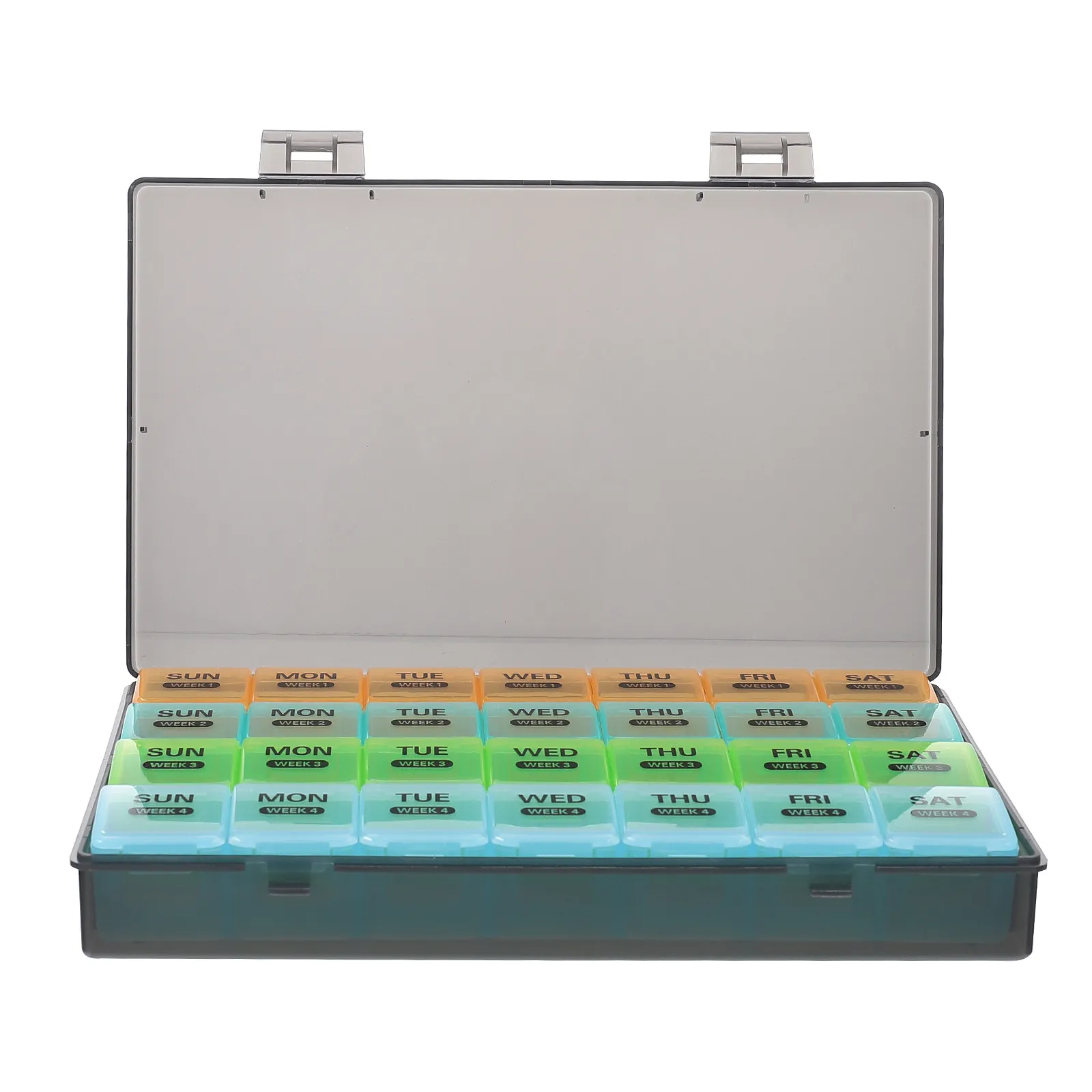 

Набор из 1 премиального портативного еженедельного органайзера для лекарств с несколькими отделениями, большой емкости, для путешествий, для пожилых людей