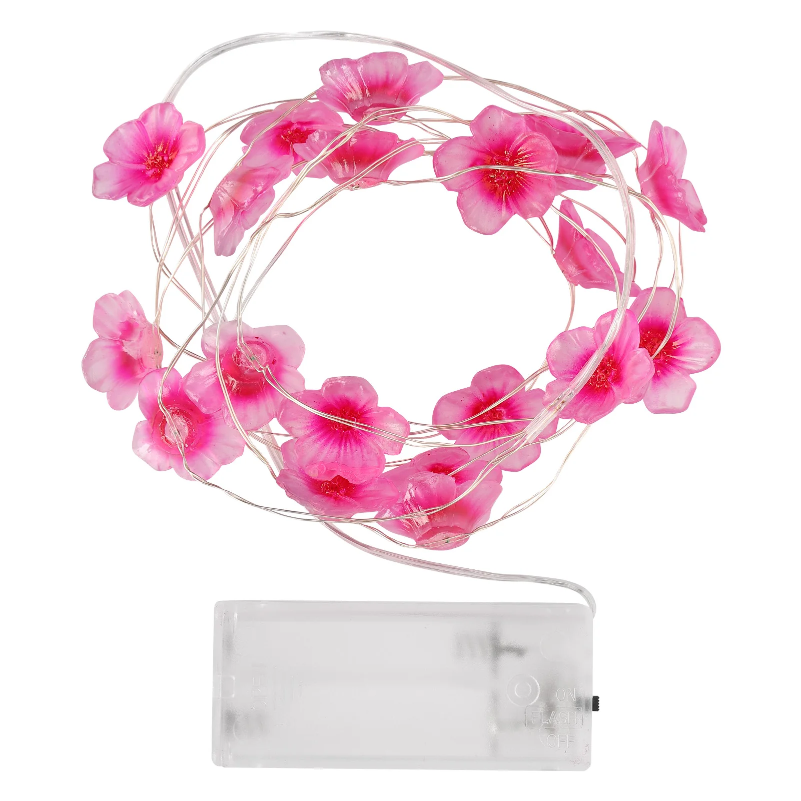 

Rose Red Flower LED Light String, Plastic Extendable Twinkle Lamp, 230cm Cord Length, 2 x AA Batteries Powered, Outdoor