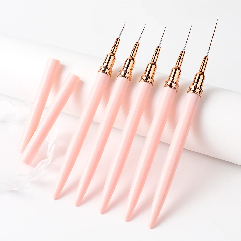 5개 네일 아트 라이너 브러쉬 세트 UV 젤 네일 브러쉬 키트 스트라이프 라인 페인팅 드로잉 플라워 패턴 펜 전문가용 매니큐어 도구