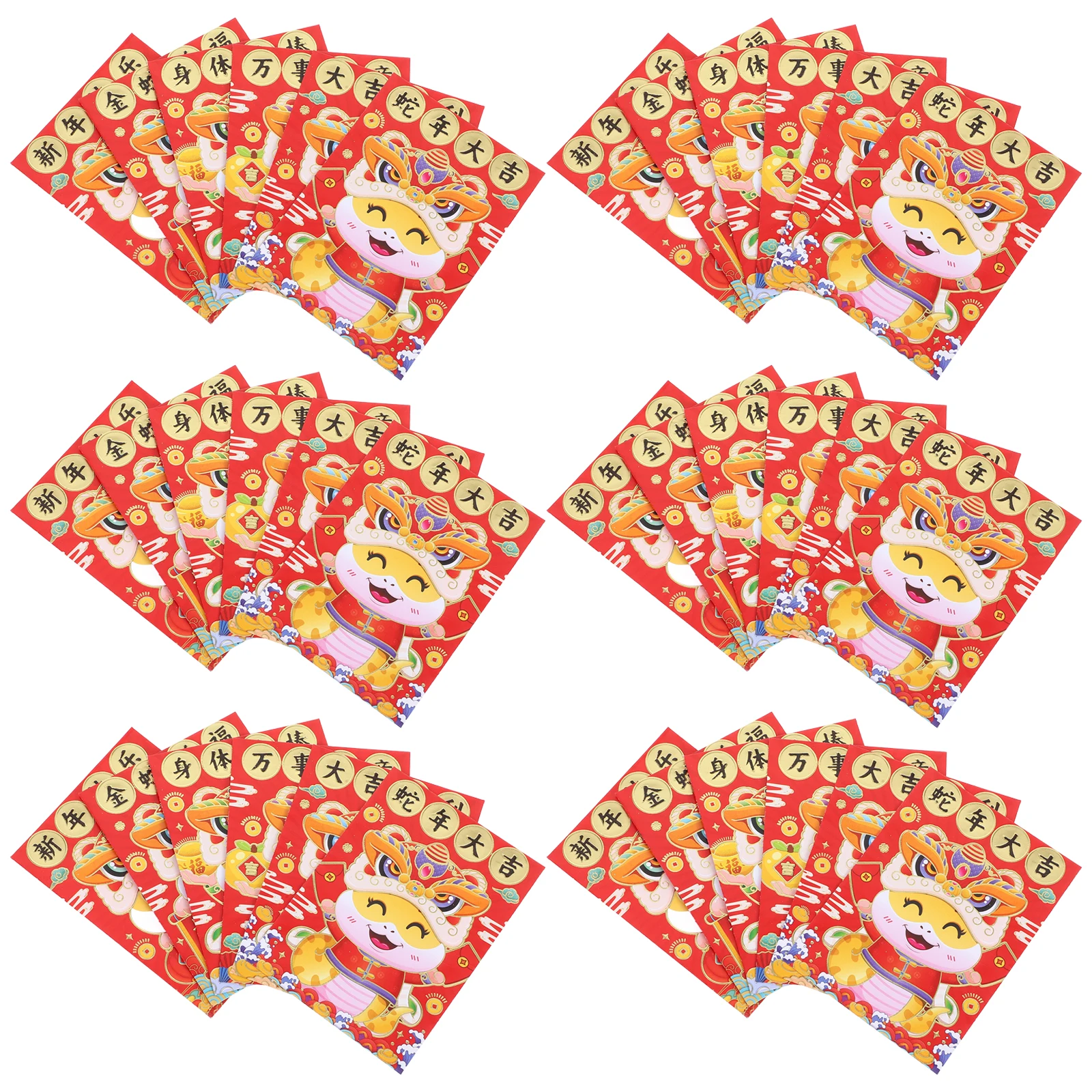 

60 Pcs Cartoon Snake Zodiac Red Large Capacity Chinese New Year Lucky Money Envelope Cash Envelopes Traditional Paper Envelopes