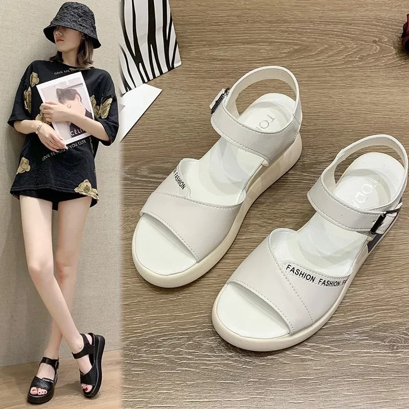 Aphixta Summer Wedge High Heel Shoes for Women Sandals Open Toe Casual Ladies Buckle Strap Fashion Female Sandalias Plus Size 42