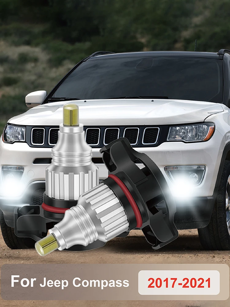 

2x LED Daytime Running Lights for Jeep Compass 2017 2018 2019 2020 2021 Canbus PSX24W PSX24 2504 DLRs Bulb Parking Lamp Daylight