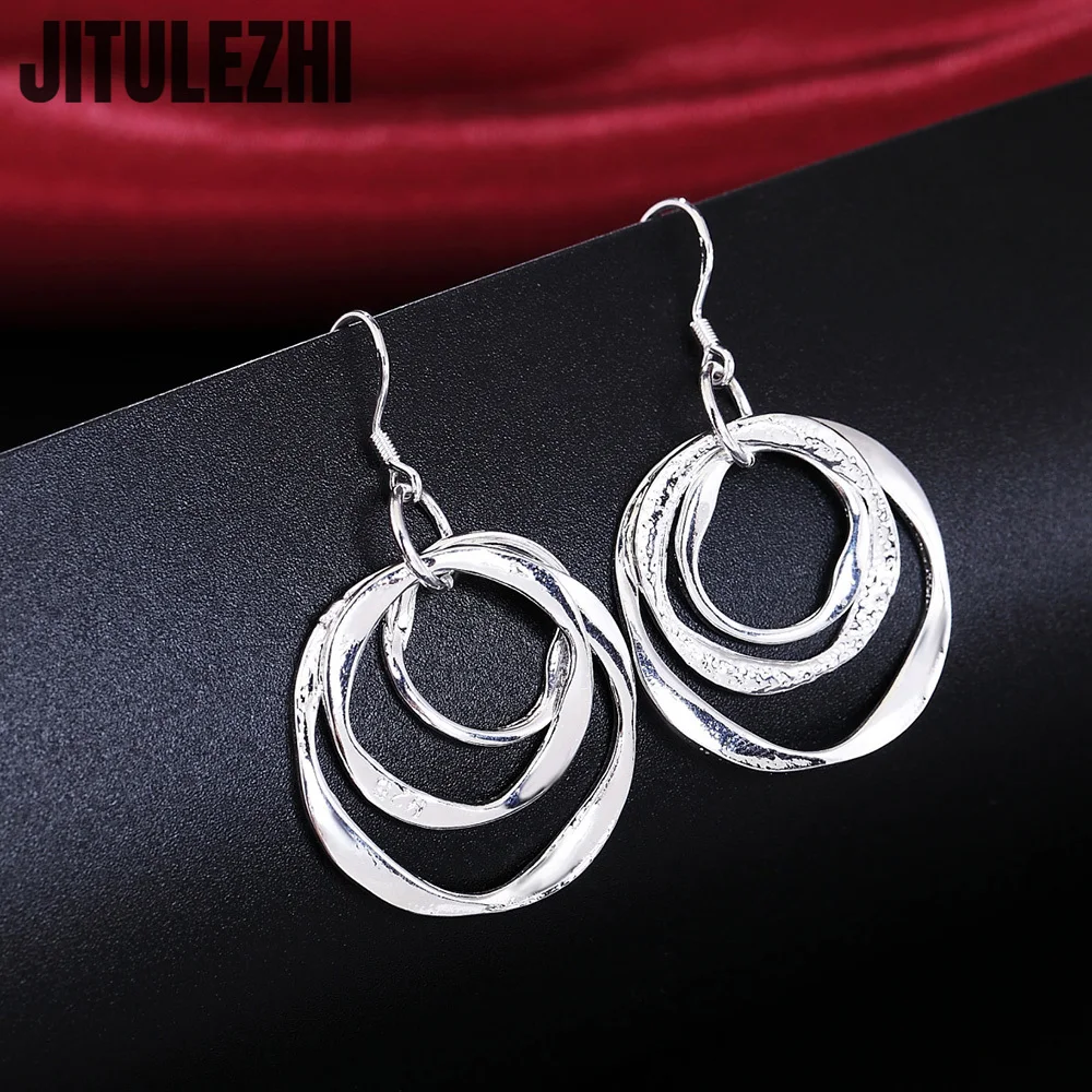 Drop Earrings Classic 925 Sterling Silver Earrings For Women Party Jewelry Personality Three Circle Fashion Christmas Gifts