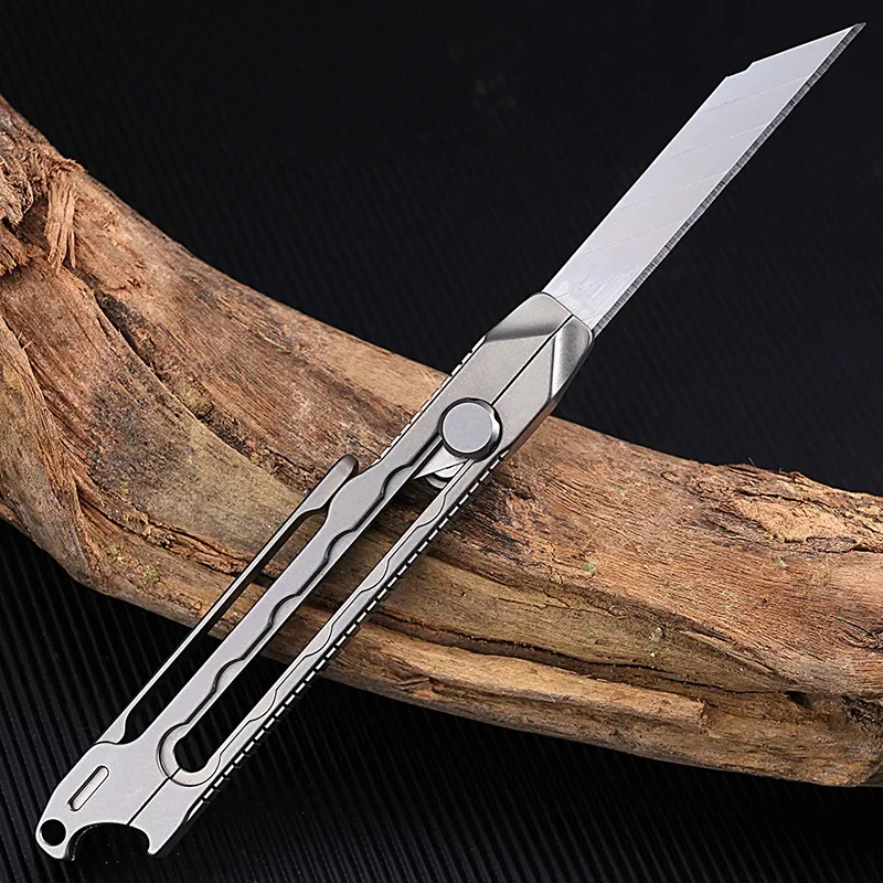 Imagem -02 - Atualização Art Telescopic Utility Knife Titanium Alloy Handle Abridor de Garrafas Cortador de Papel Ferramentas do Bolso Lâmina Substituível 10 Pcs