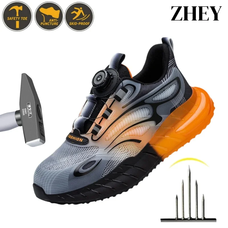

Men Steel Toe Safety Work Boots Indestructible Construction Safety Boots Puncture Proof Male Protective Footwear Work Shoes