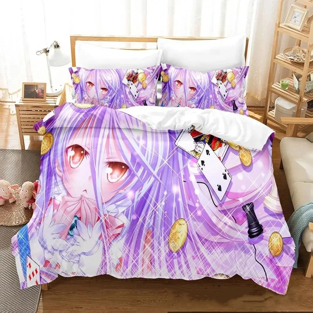3D Printed No Game No Life Anime Bedding Set for Boys Girls Duvet Cover Pillowcase Twin Queen King Full Single Double Sizes