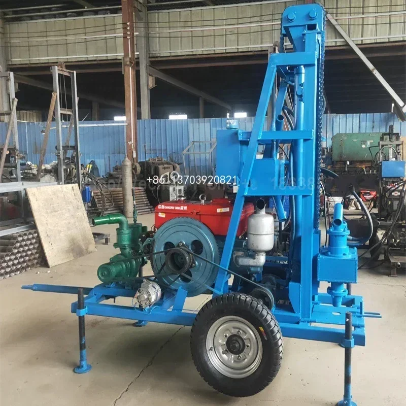 100 Meter Portable Diesel Engine Track-type Water Well Drilling Rig  Mounted Water Well Drilling Rig Machine