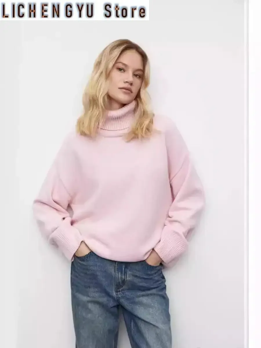 Wolfeel Women's Thick Warm Pullover Chic Turtleneck Sweater Winter Fashion Oversized Casual Top Loose Knitted Jumper Female Pull