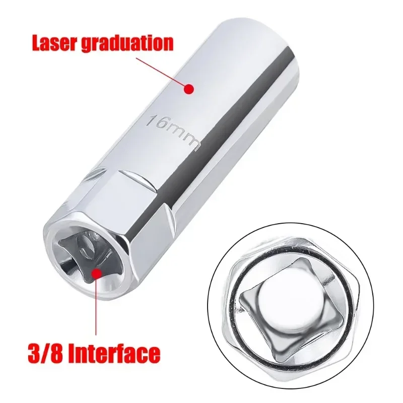 Car Spark Plug Socket Universal Magnetic Spark Plug Wrench Spark Plug Removal Auto Repair Tool Practical Accessories 14mm 16mm