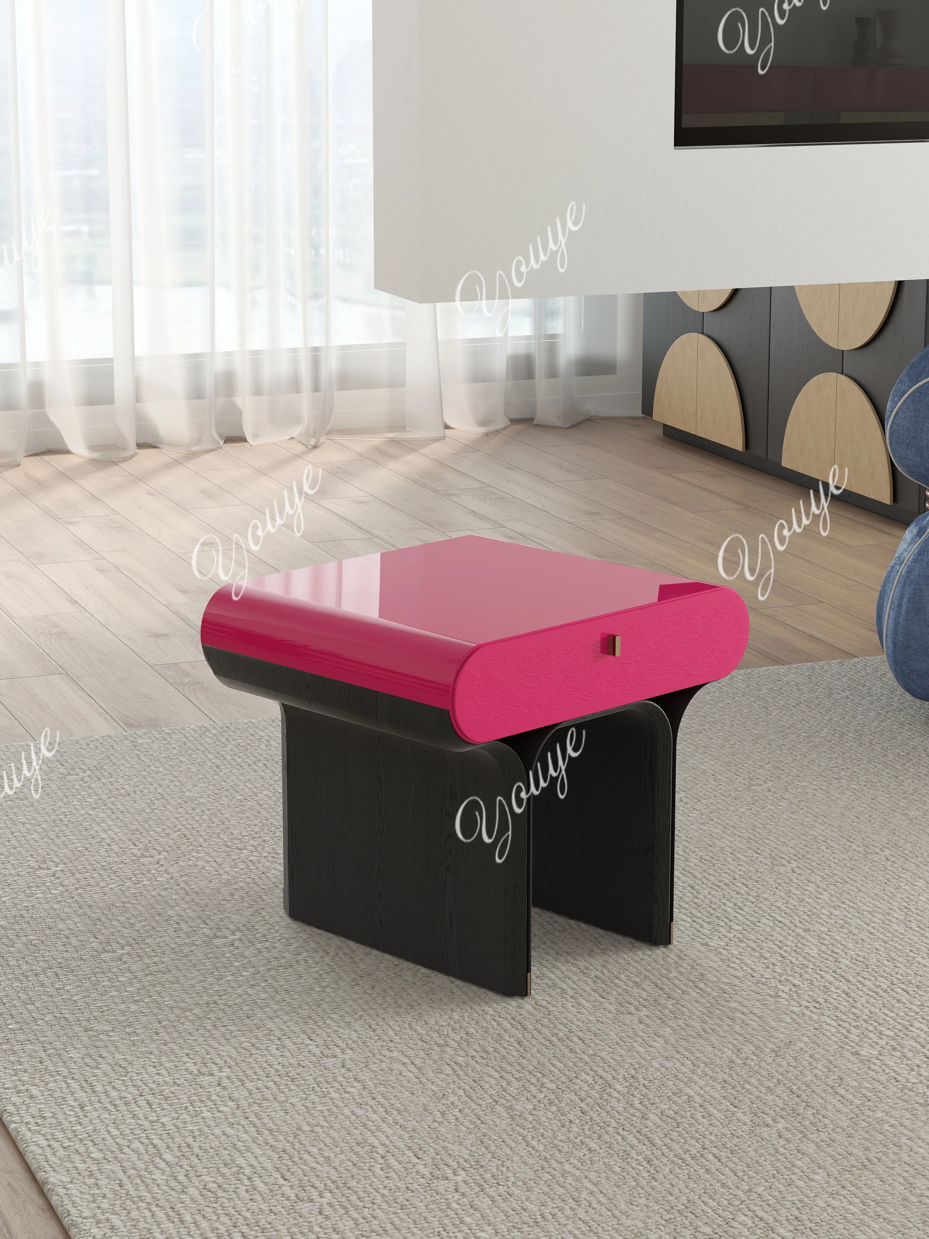 

Italian minimalist bedside table designer creative lacquered drawer type new bedroom storage cabinet bedside table