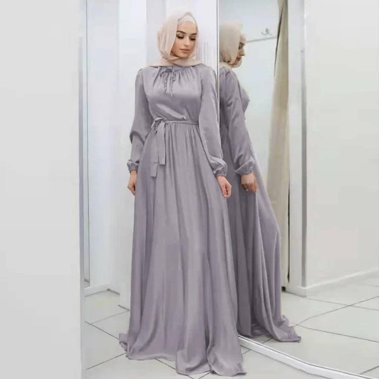 Hijab Satin Kleid Muslimische Mode Abaya Dubai Türkei Arabisch Afrikanische Lange Kleider für Frauen Islamische Modest Kleidung Kaftan Robe