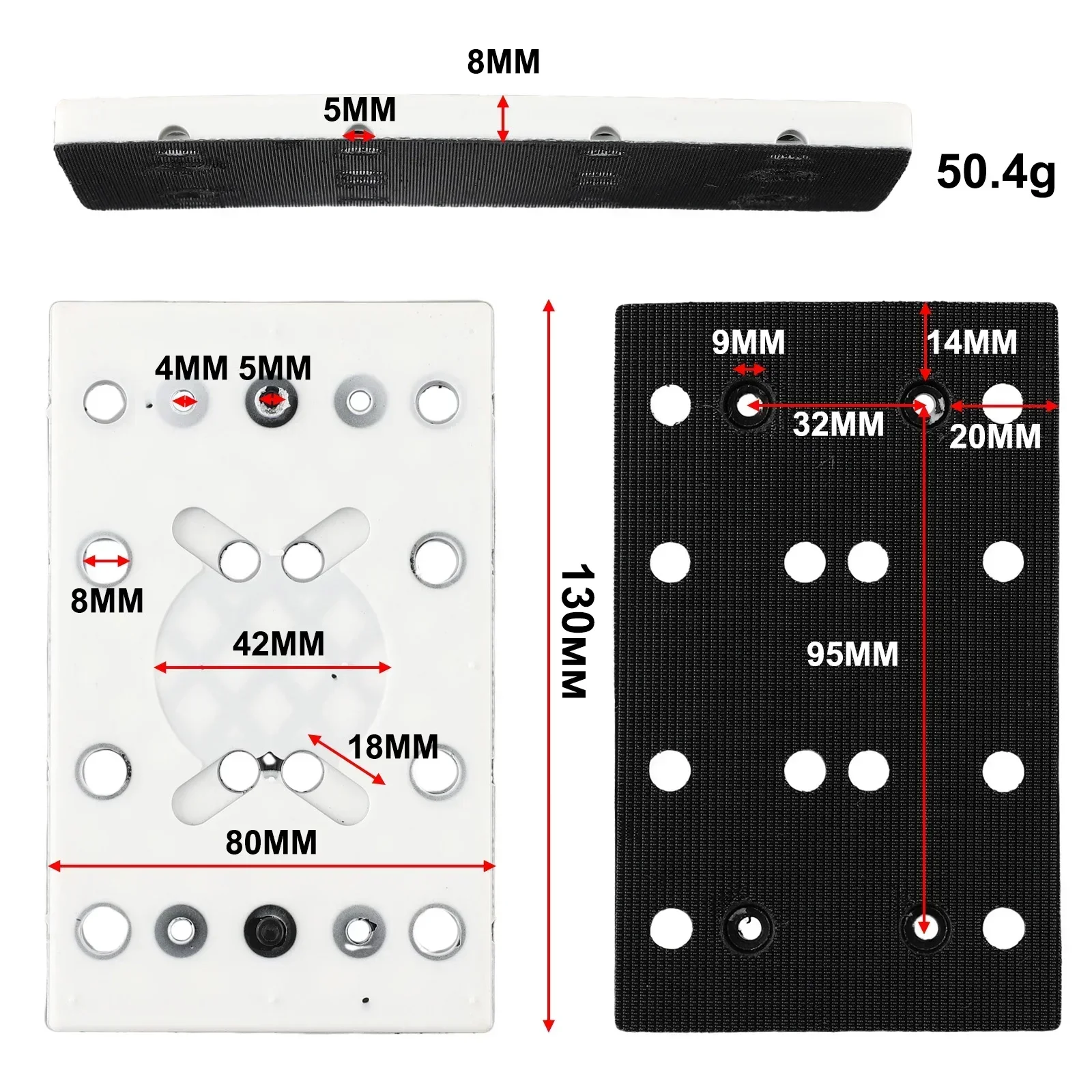 

12 Holes Sanding Pad Backup Plate For Festool RTS 400 REQ 130x80mm Backing Pad Polishing Disc Replacement Abrasive Tools