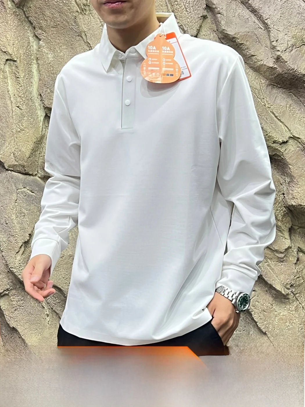 High-End Ultra-Fine Waffle Pattern 3D Tailored Men's Autumn Winter Outdoor Fleece  Shirt Breathable Standard Fit Long Sleeve