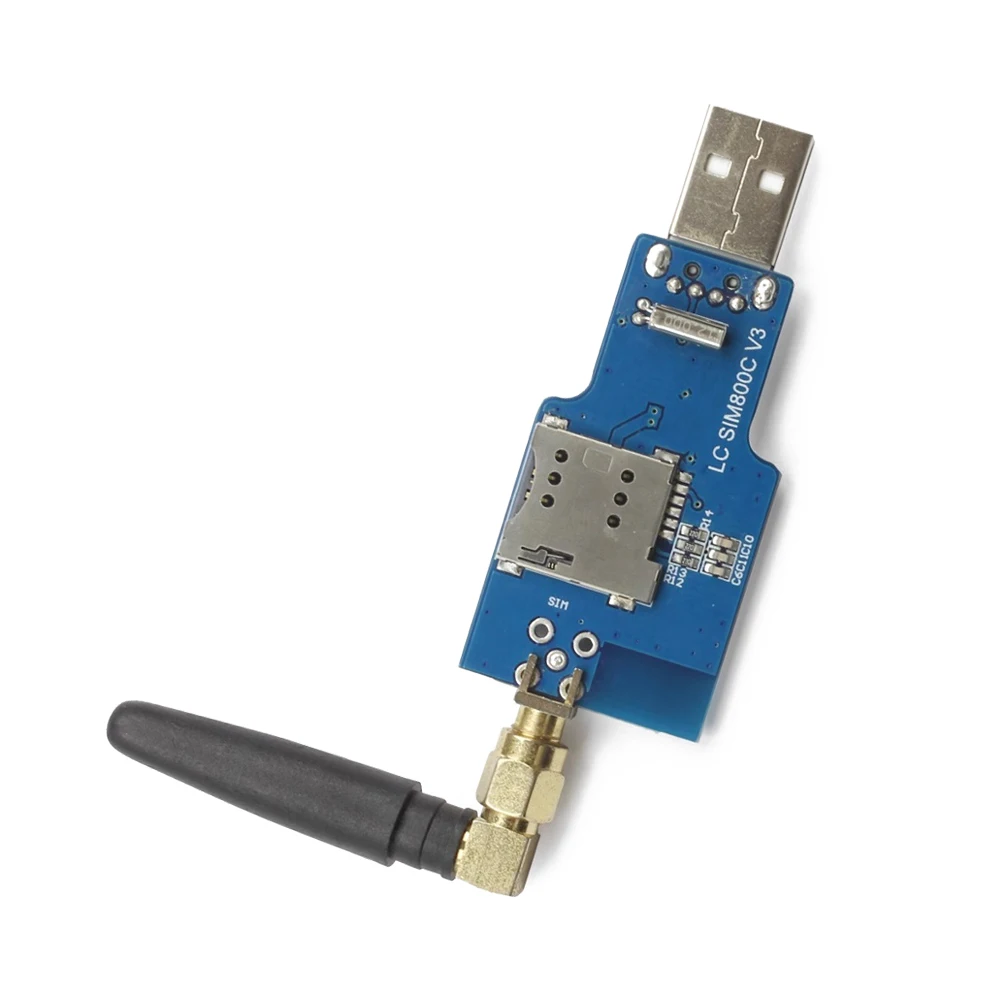 USB إلى GSM المنفذ التسلسلي GPRS SIM800C وحدة CH340T رقاقة للرسائل القصيرة المتوافقة مع بلوتوث اللاسلكية مع هوائي