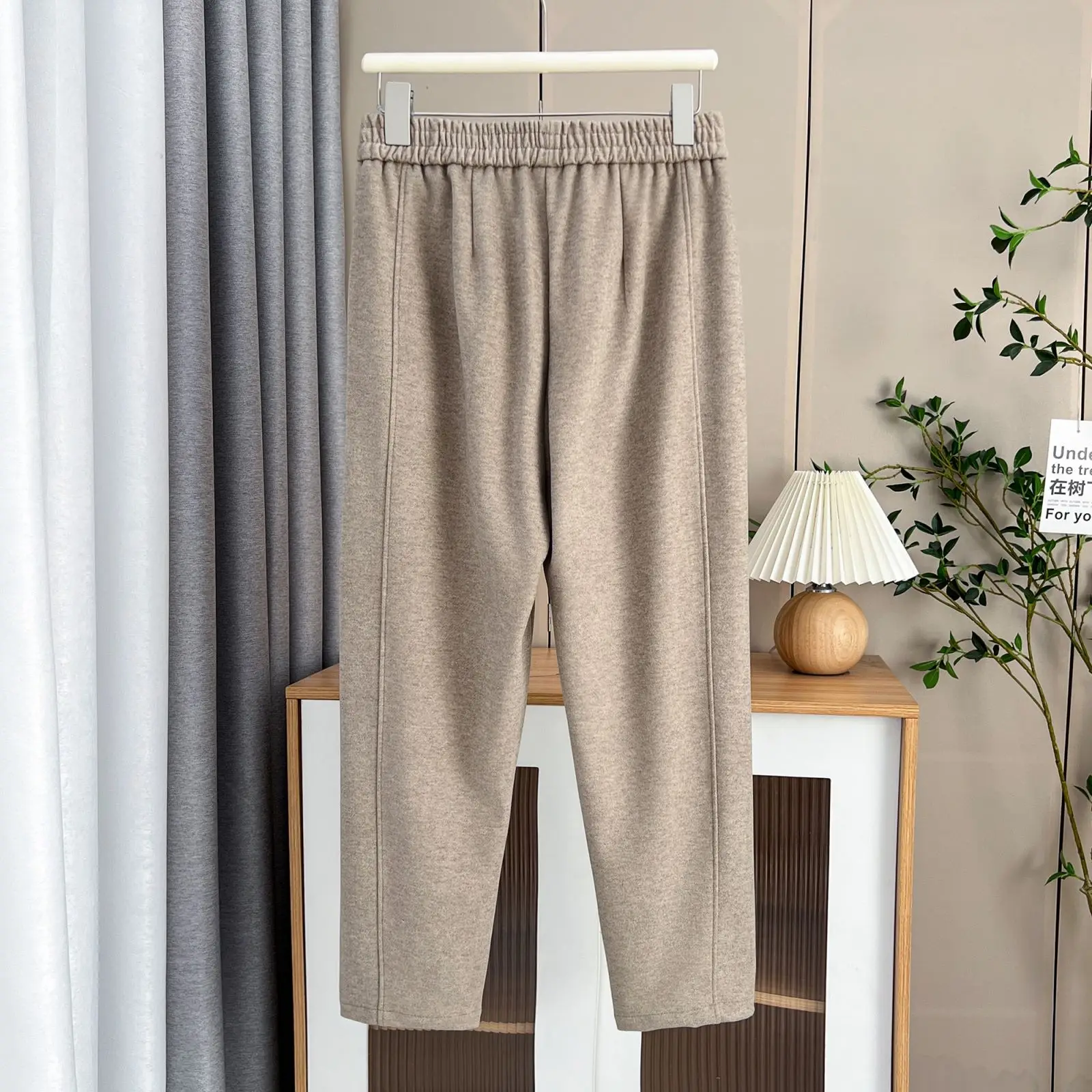 Calça harém de lã simples feminina, calça casual quente no tornozelo, tamanho grande, 1557, 100kg, outono e inverno