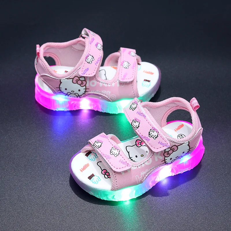 Estate bambina moda cartone animato Hello Kitty sandali sportivi leggeri a led scarpe casual da esterno antiscivolo per bambini scarpe da studente