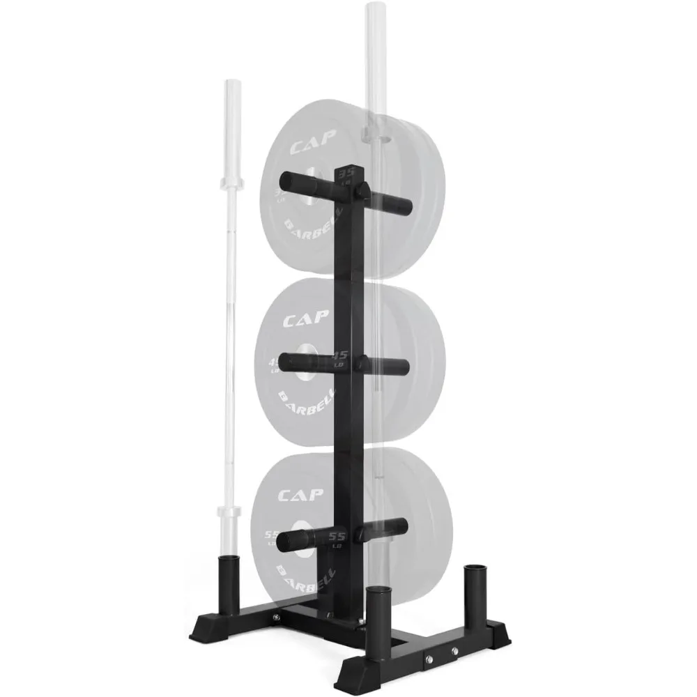 

Olympic Weight Plate Rack for Bumper Plate Storage, w/Barbell Holders and Plate Pegs, Heavy-Duty Olympic Weight Tree for Home