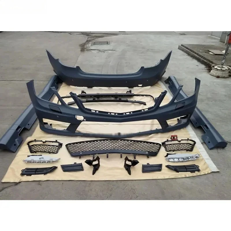 High Quality E Style FRP Unpainted Front Rear Bumper Side Skirts Car Body Kit -