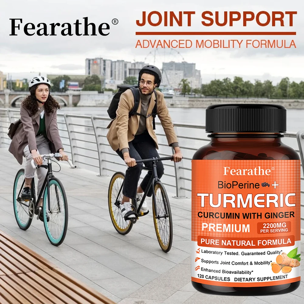 Turmeric and Black Pepper Extract Capsules - Helps with Muscle Flexibility and Bone Health, Relieves Inflammation After Exercise