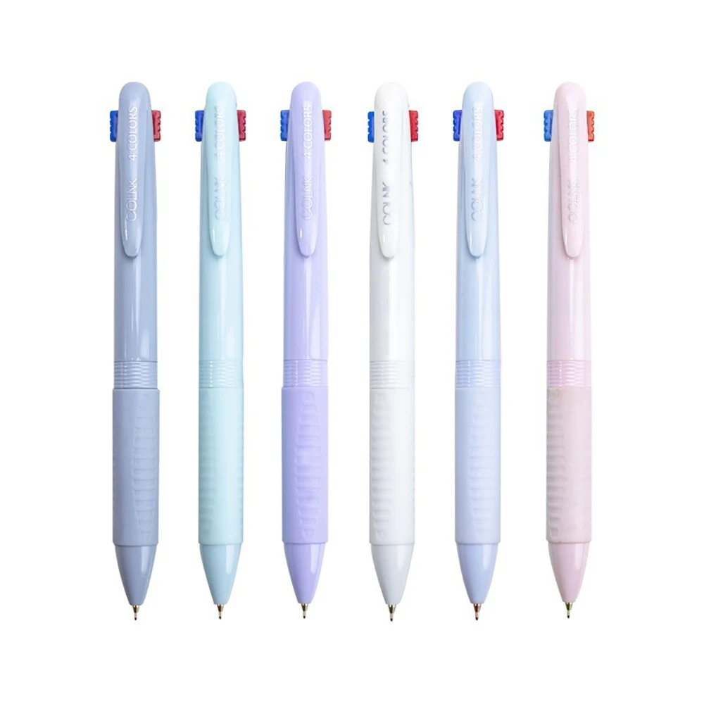 6pcs 4 in 1 MultiColor Pen Creative 0.5mm Ballpoint Pen Colorful Retractable Ballpoint Pens Multifunction Pen Writing Stationery