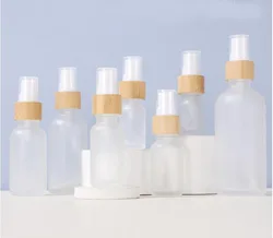 5X 10X 5ml-100ml Frosted Spray Bottles with Bamboo  Fine Mist Sprayer Caps Atomizer Matte Glass Perfume Oil Bottles Refilled