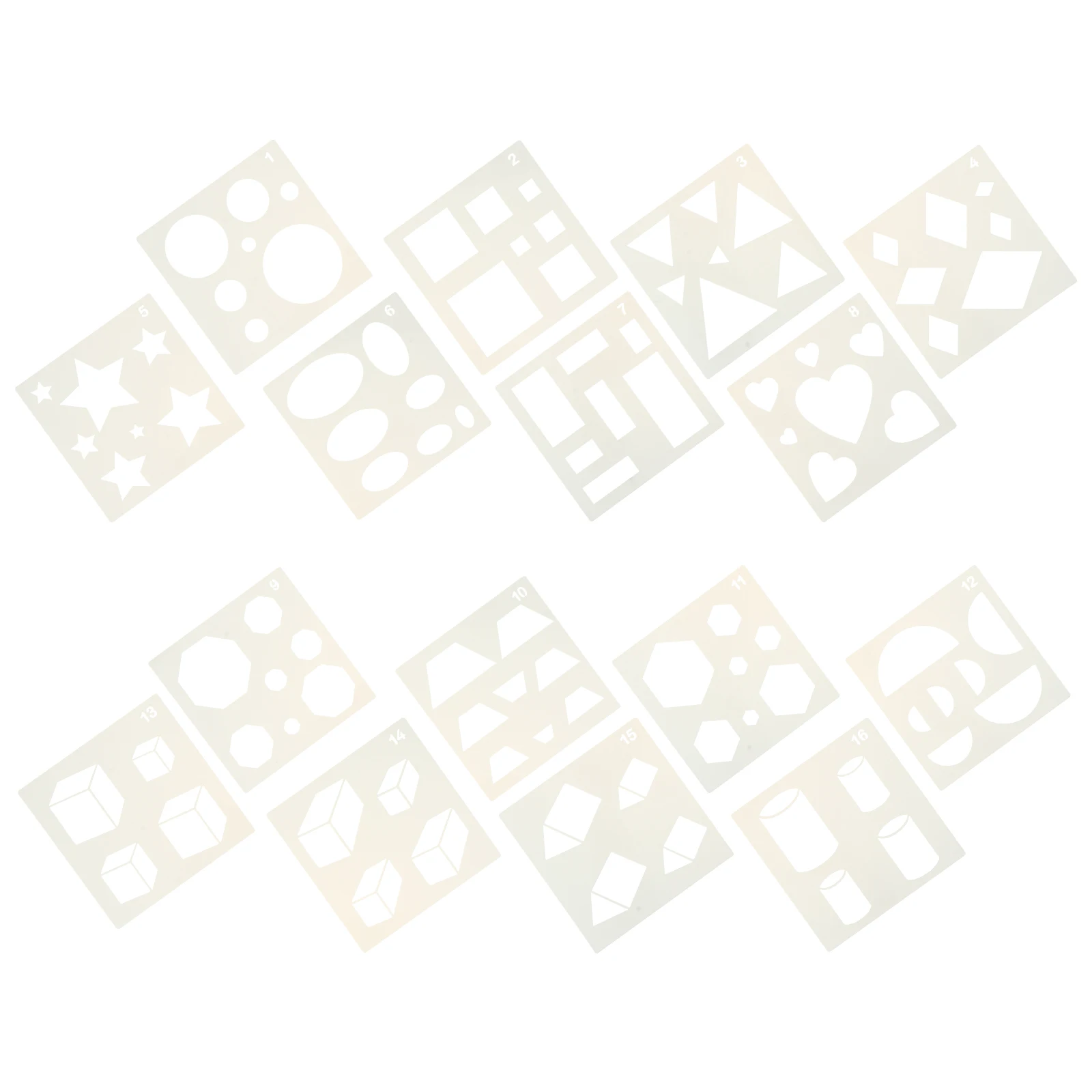 16Pcs Math Shape Stencils Geometric Painting Templates for Crafts Learning Tracing Drawing Tools for Kids