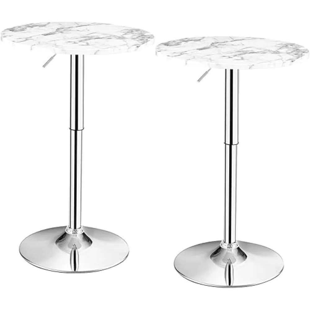 Round Pub Table Height Adjustable, 360° Swivel Cocktail Pub Table with Sliver Leg and Base for Home