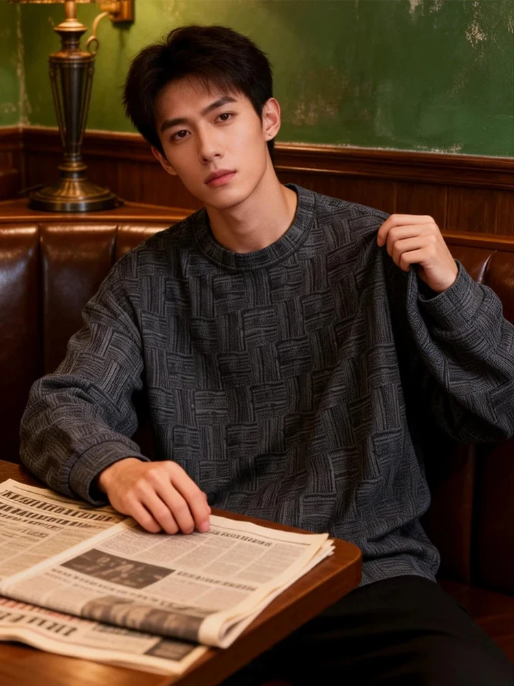 

Men's Thiened Long Sve Crew Ne Sweatirt Winter Faionable Inner Wear Base Layer irt Stand Fit Youth Sle